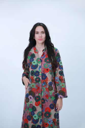 Knee-Length Floral Coat